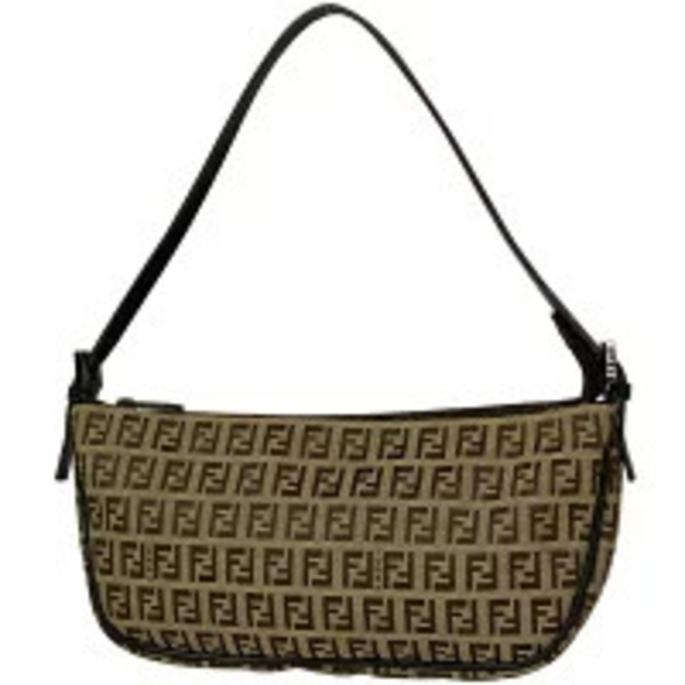 Fendi Zucchino Shoulder Bag Handbag Canvas Brown